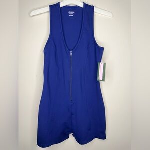 NWT Wild Fable Butter Bliss Romper Navy Blue Zip Front Game Day Women Size Large